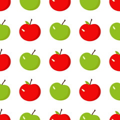A pattern of green and red apples on a light background