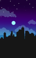 Naklejka premium Night City Silhouette Vector