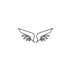 Wing badge. Flying coat of arms, eagle wings and winged frame. An aviation pilot patch badge, an army emblem, or a cyclist logo type sticker. Vector icons isolated white background.