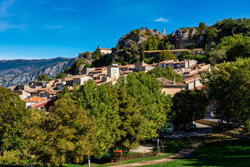 Fototapeta na wymiar Aiguines in Verdon Gorge in French Alps, Provence, France