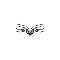 Wing badge. Flying coat of arms, eagle wings and winged frame. An aviation pilot patch badge, an army emblem, or a cyclist logo type sticker. Vector icons isolated white background.