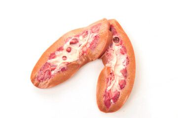 Pig kidney on a white background