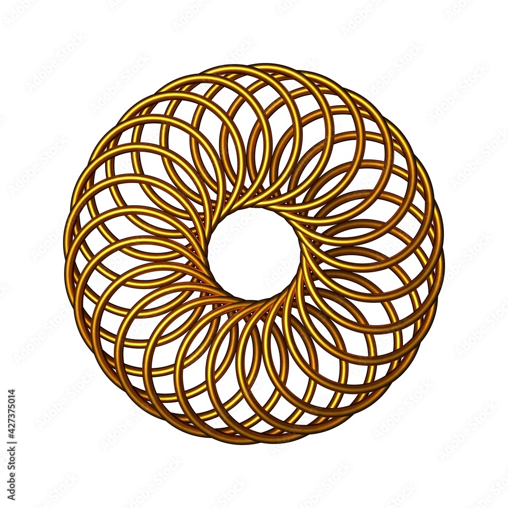 Aufkleber golden circular pattern on a white background. decorative element. 3d rendering image.