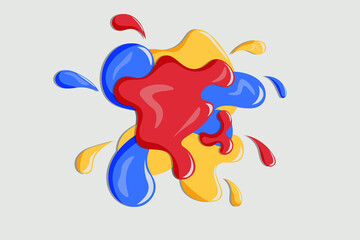 Multicolored blot of blue, red and yellow