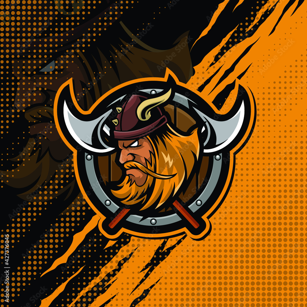 Wall mural Vikings mascot logo design illustration