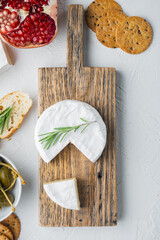 Farm cheese camembert  , on white background, top view
