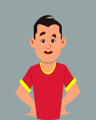 Teenager confused facial expression vector illustration. Young businessman character expression for design, motion or animation.