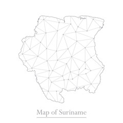 Vector map of Suriname with trendy triangles design polygonal abstract. Vector illustration eps 10