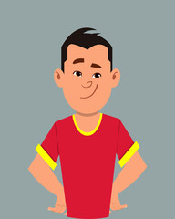  Teenager laughing facial expression vector illustration. Young businessman character expression for design, motion or animation.