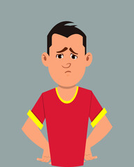 Teenager sorrow facial expression vector illustration. Young businessman character expression for design, motion or animation.