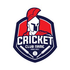 Cricket Club logo with Warrior for the mascot, perfect for Badge, emblem design Club logo