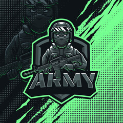 Army soldier mascot logo design illustration