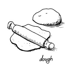 pizza dough and rolling pin