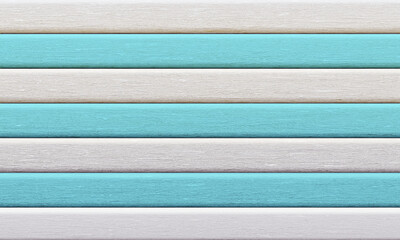 Horizontal planks with wood texture, painted light blue and white colors. 3d rendering