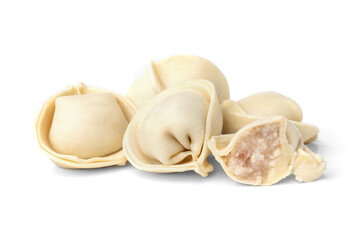 Raw meat dumplings isolated on white background.