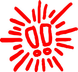 Red Hand-painted caution mark