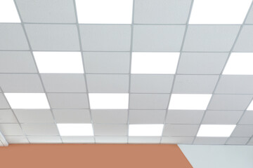 White ceiling in office room. Interior design