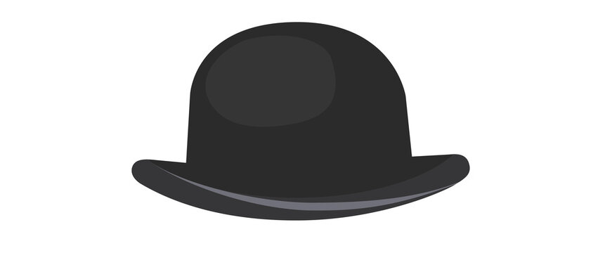 hat with a narrow brim in black on a white background. Isolated hat illustration. vector EPS. charlie Chaplin hat