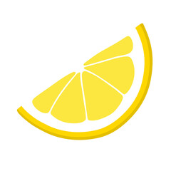 One slice of lemon citrus fruit isolated on white background. Lemon icon vector illustration.