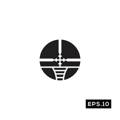 Scope icon vector. Crosshair icon or logo symbol vector