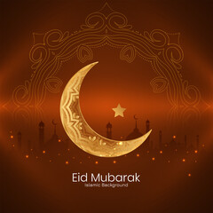 Obraz na płótnie Canvas Eid mubarak festival greeting card with crescent moon