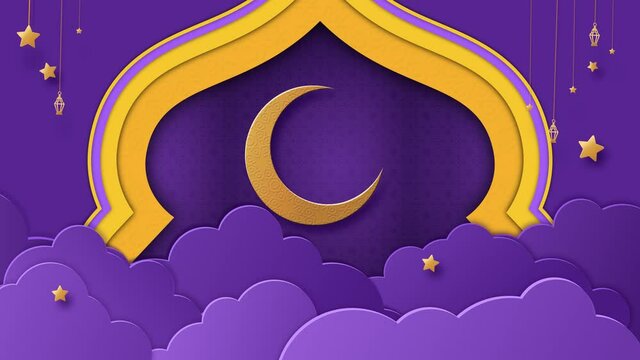 4K seamless looping EID MUBARAK celebration background 