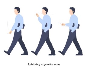 Fototapeta na wymiar 歩き煙草の男性 タバコ 煙 迷惑行為 イラスト