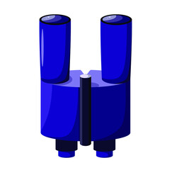 Blue binoculars on a white background
