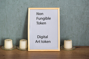 Crypto Art concept. Blockchain called NFTs. Digital collectibles for cryptocurrencies. Non-fungible token for Crypto artworks