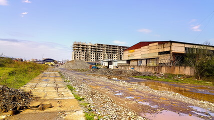 Batumi, Georgia - April 12, 2021: industrial zone of the city