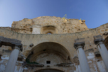 Naklejka premium Mazara del Vallo, Sicily, Italy, January 19, 2020, evocative image of the remains of the Church of Sant'Ignazio, 18th century