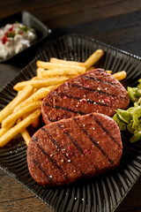 Appetizing tofu steaks for vegetarian meal