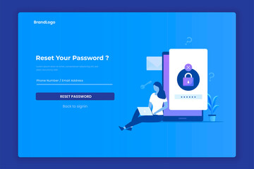 Reset password illustration concept. Illustrations for websites, landing pages, mobile apps, posters and banners. - obrazy, fototapety, plakaty