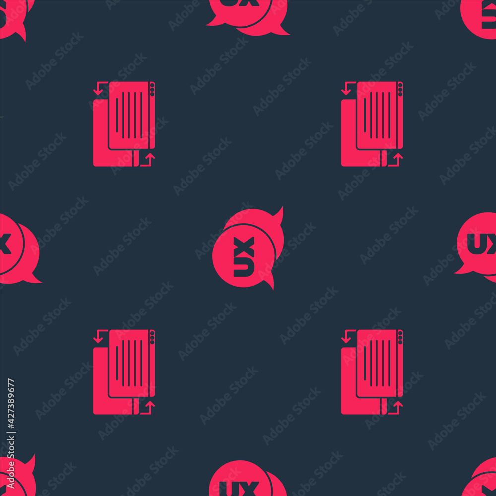 Poster set ui or ux design and on seamless pattern. vector
