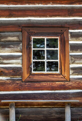 wooden window in rustic old peasant house
