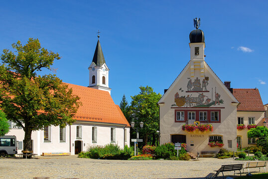 Church and Town Hall Bad Grönenbach, Allgäu, Bavaria