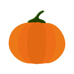 Flat illustration of a pumpkin. Design element for the autumn vegetable or Halloween sales, labels, tags, advertising flyers, postcards