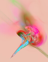 Obraz premium Tender and gentle feminine background with smoky floral motives in light rosy, green and aqua blue hues. Transparent matter or substance, silky and airy folds . Abstract template, card or banner. 