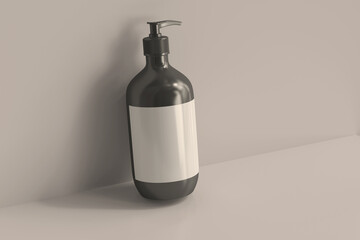 Pump Bottles with Blank Label 3D Rendering