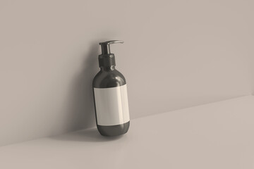 Pump Bottles with Blank Label 3D Rendering