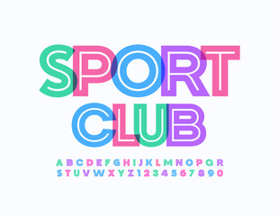 Vector creative logo Sport Club. Colorful modern Font. Bright set of Alphabet Letters and Numbers