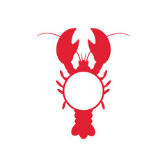 Red shrimp leave a blank space for text. Isolated on white background