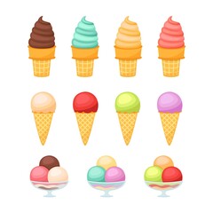 Set of tasty ice cream isolated on white background, vector illustration