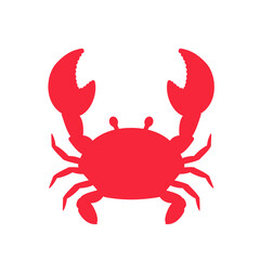 Red crab with big claws Leave space for adding text. Isolated on white background.