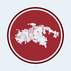 Saint John icon. Trendy tech logo of the island. Geometric mesh round design. Technology, internet, network, telecommunication concept. Vector illustration.