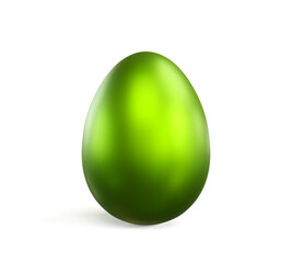Green easter egg isolated on white background. 3d illustration.