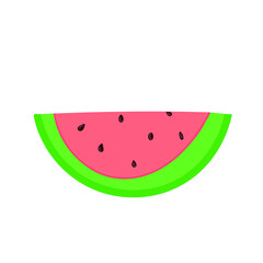 Flat design half watermelon fruit icon. Vector illustration