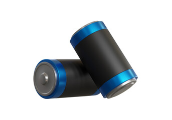 Blue battery alkaline cadmium chemical isolated on the white background. 3d illustration.