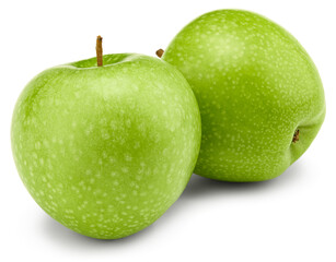 green apples isolated on white background. clipping path