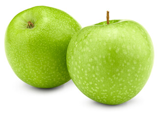 green apples isolated on white background. clipping path